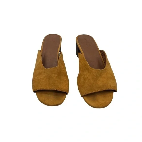 Universal Thread Mustard Slip On Open Toe Block Heel Sandals Size 7 1/2 Women's - Picture 3 of 8